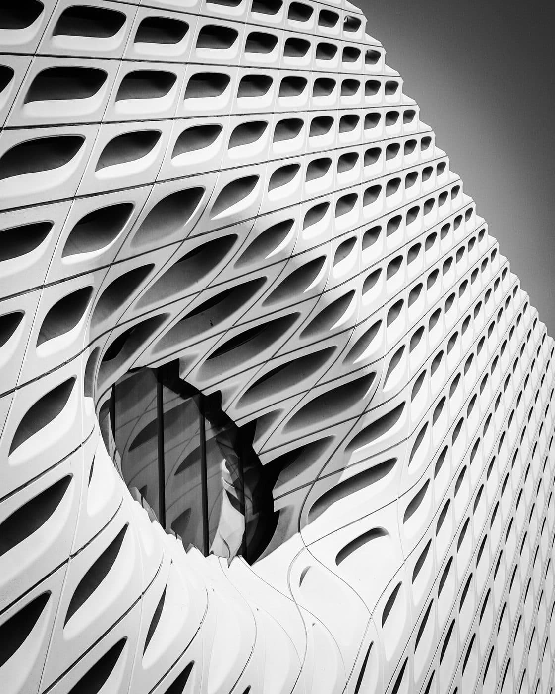 Contemporary architectural facade in monochrome